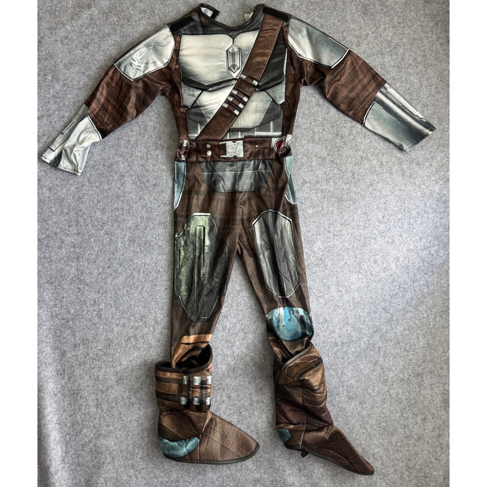 Star Wars Mandalorian Deluxe Boys Costume Jumpsuit Medium 8-10 Brown Silver M